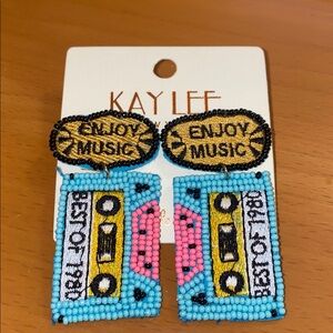 Kay Lee Colorful Beaded Cassette Earrings NWT
